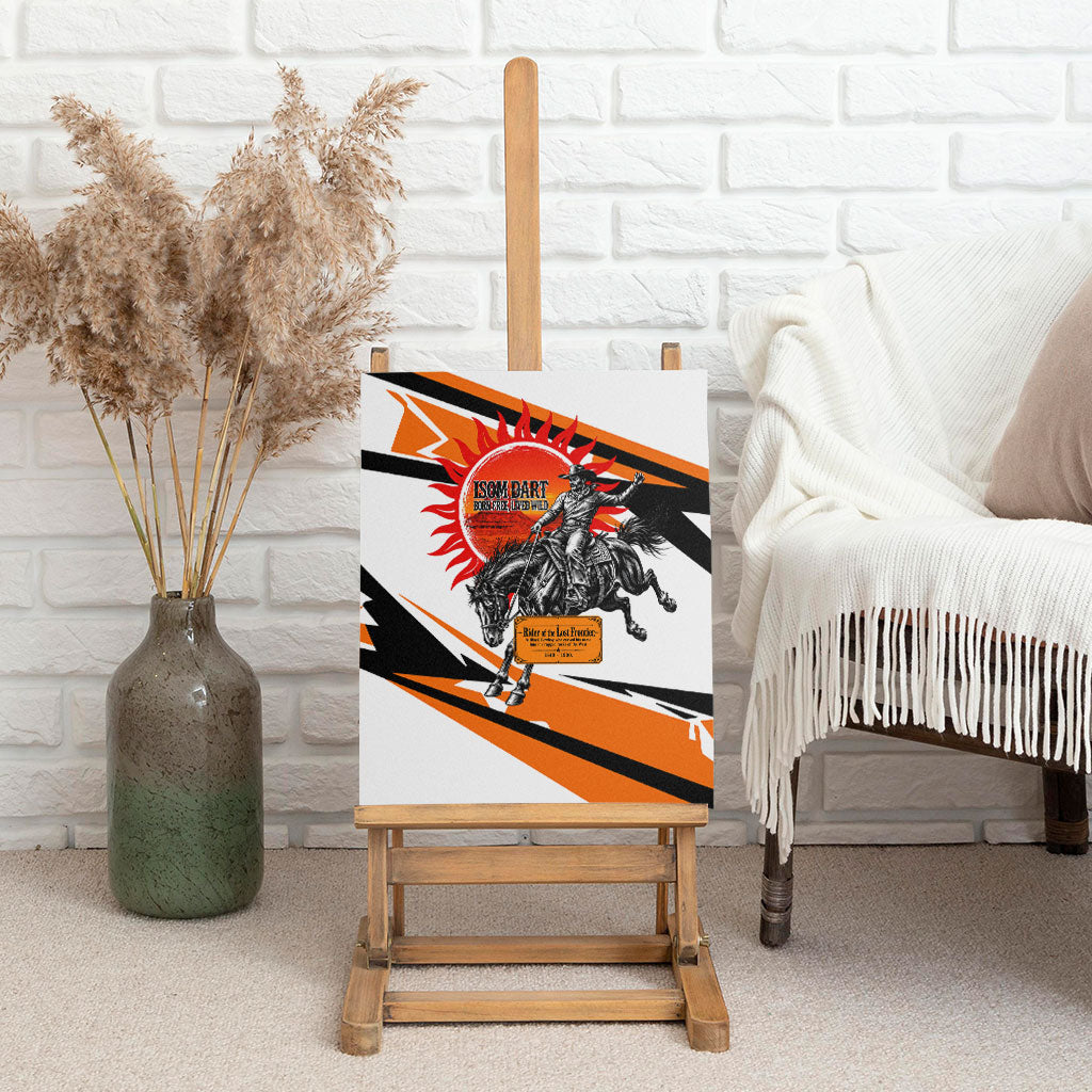 Isom Dart Black Cowboy Rider Of The Lost Frontier Canvas Wall Art Vintage Western Outlaw Graphic Illustration Wild West Legend