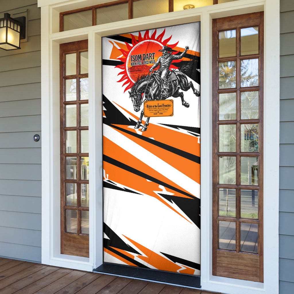 Isom Dart Black Cowboy Rider Of The Lost Frontier Door Cover Vintage Western Outlaw Graphic Illustration Wild West Legend