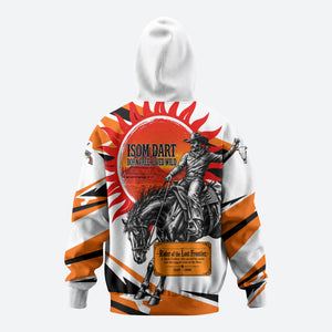 Isom Dart Black Cowboy Rider Of The Lost Frontier Hoodie Vintage Western Outlaw Graphic Illustration Wild West Legend