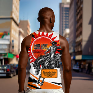Isom Dart Black Cowboy Rider Of The Lost Frontier Men Tank Top Vintage Western Outlaw Graphic Illustration Wild West Legend