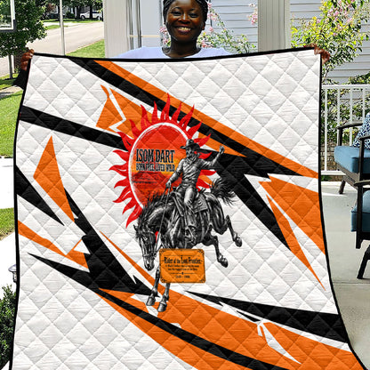 Isom Dart Black Cowboy Rider Of The Lost Frontier Quilt Vintage Western Outlaw Graphic Illustration Wild West Legend