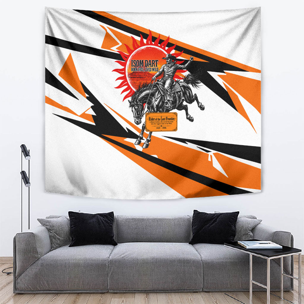 Isom Dart Black Cowboy Rider Of The Lost Frontier Tapestry Vintage Western Outlaw Graphic Illustration Wild West Legend