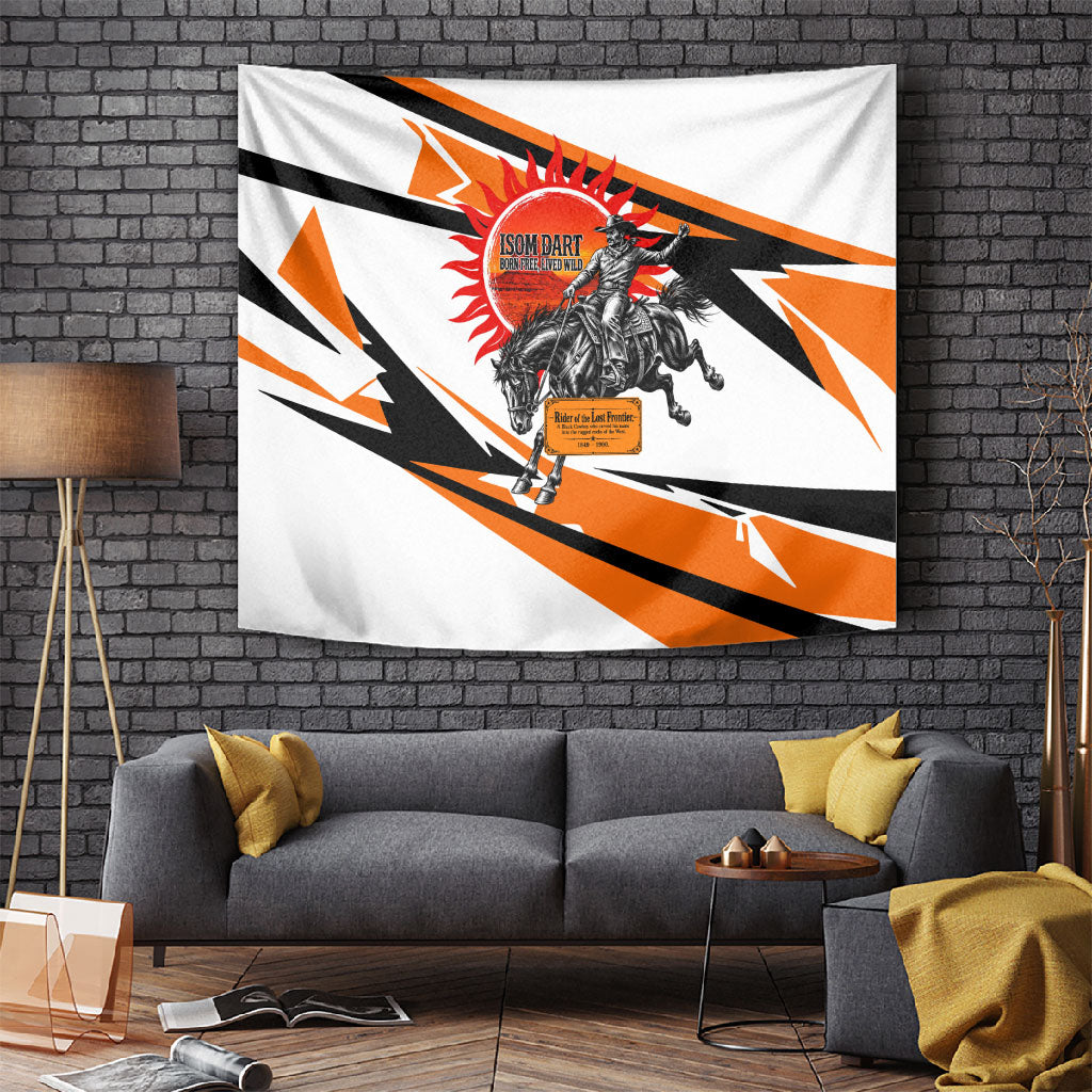 Isom Dart Black Cowboy Rider Of The Lost Frontier Tapestry Vintage Western Outlaw Graphic Illustration Wild West Legend