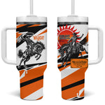 Isom Dart Black Cowboy Rider Of The Lost Frontier Tumbler With Handle Vintage Western Outlaw Graphic Illustration Wild West Legend