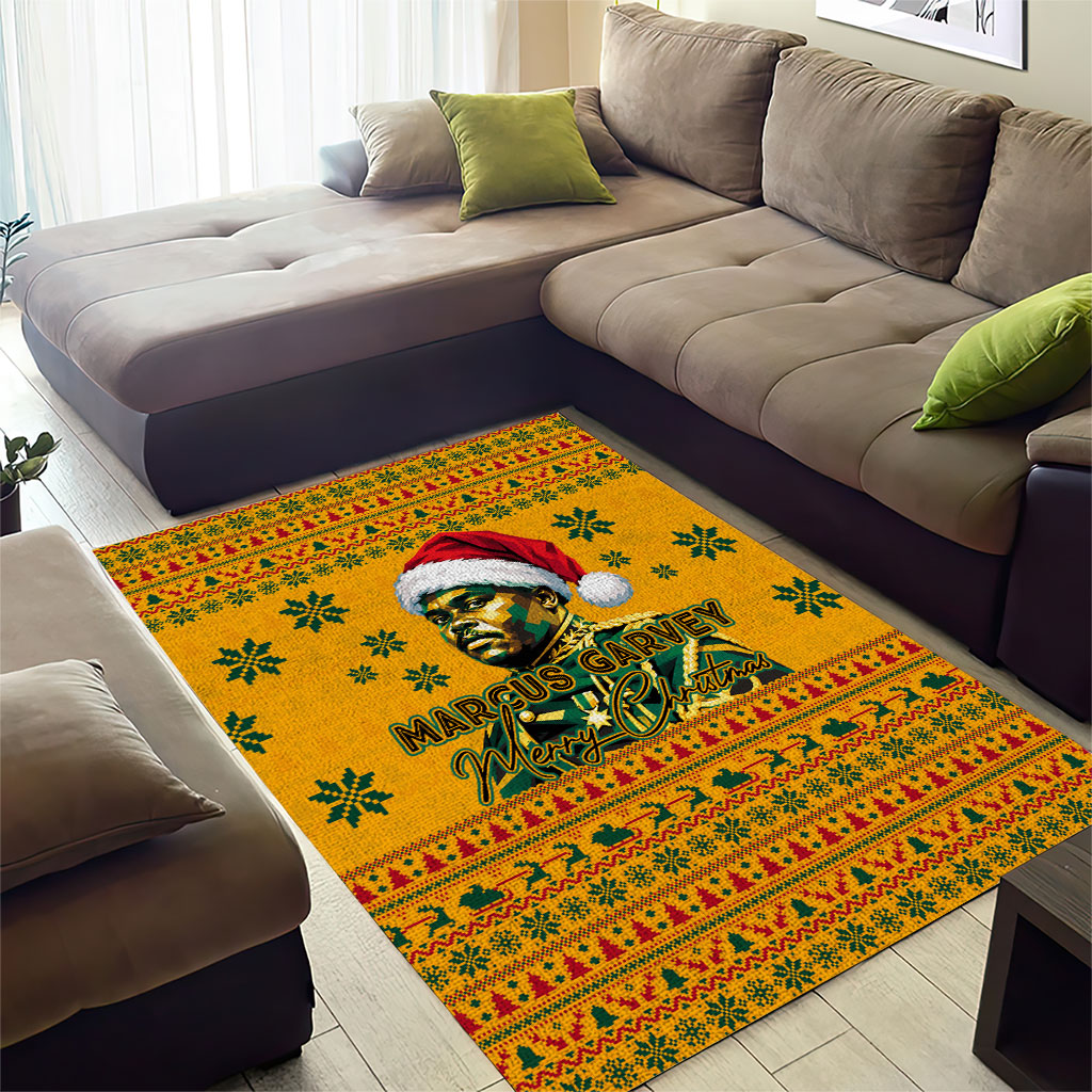 Marcus Garvey Christmas Area Rug Inspirational History Quote Ugly Knitted Pattern Festive
