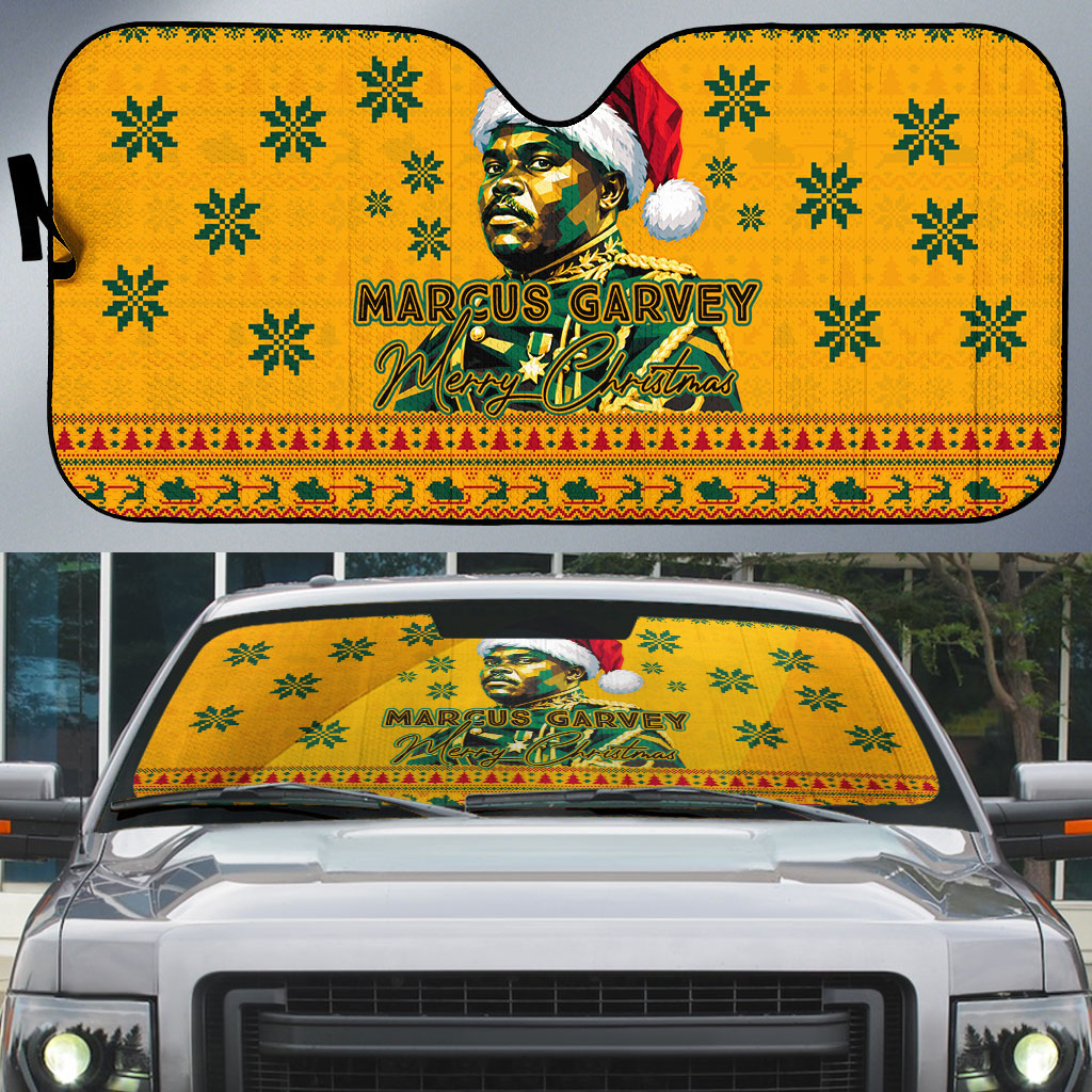 Marcus Garvey Christmas Auto Sun Shade Inspirational History Quote Ugly Knitted Pattern Festive