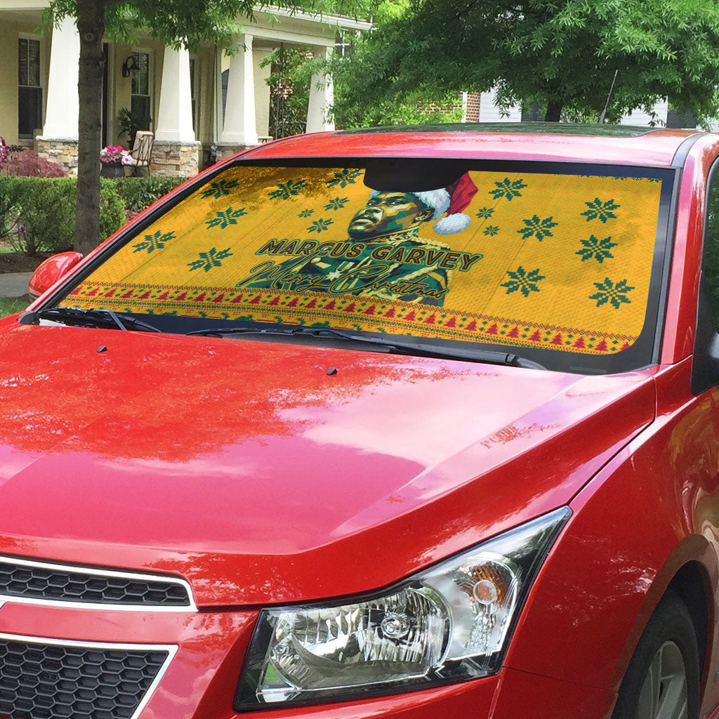 Marcus Garvey Christmas Auto Sun Shade Inspirational History Quote Ugly Knitted Pattern Festive