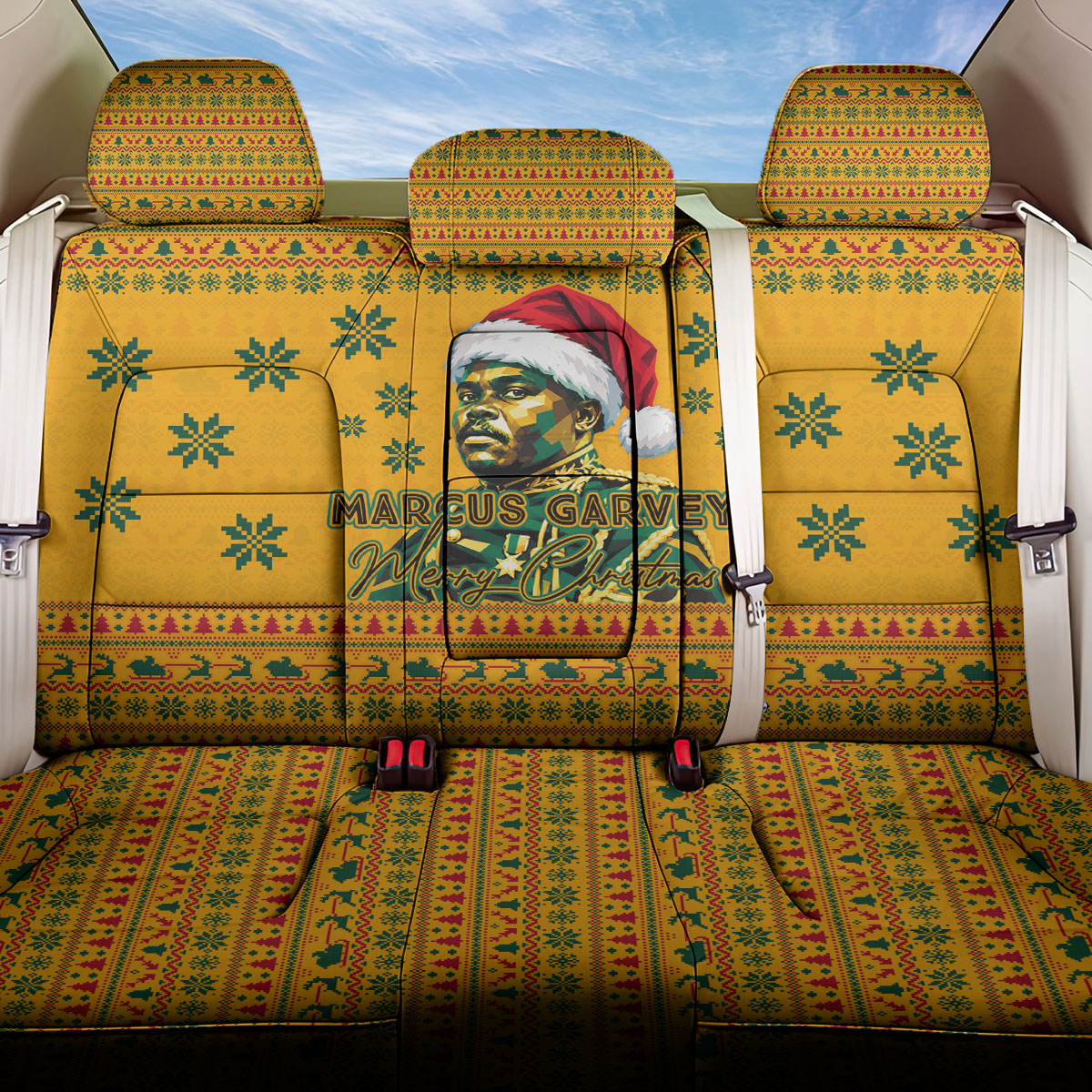 Marcus Garvey Christmas Back Car Seat Cover Inspirational History Quote Ugly Knitted Pattern Festive
