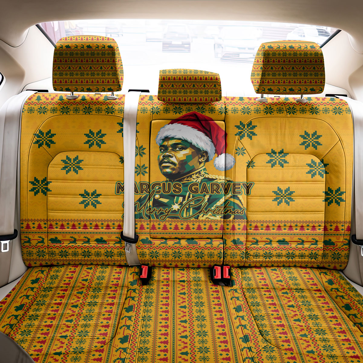 Marcus Garvey Christmas Back Car Seat Cover Inspirational History Quote Ugly Knitted Pattern Festive