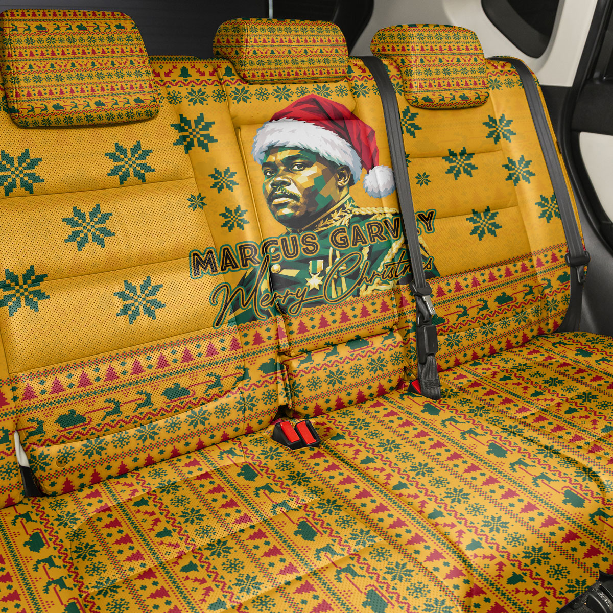 Marcus Garvey Christmas Back Car Seat Cover Inspirational History Quote Ugly Knitted Pattern Festive