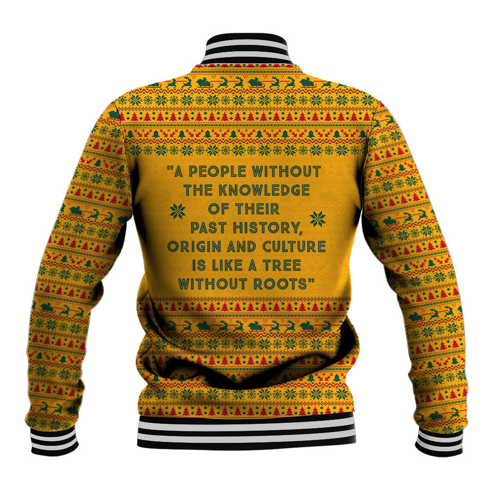 Marcus Garvey Christmas Baseball Jacket Inspirational History Quote Ugly Knitted Pattern Festive