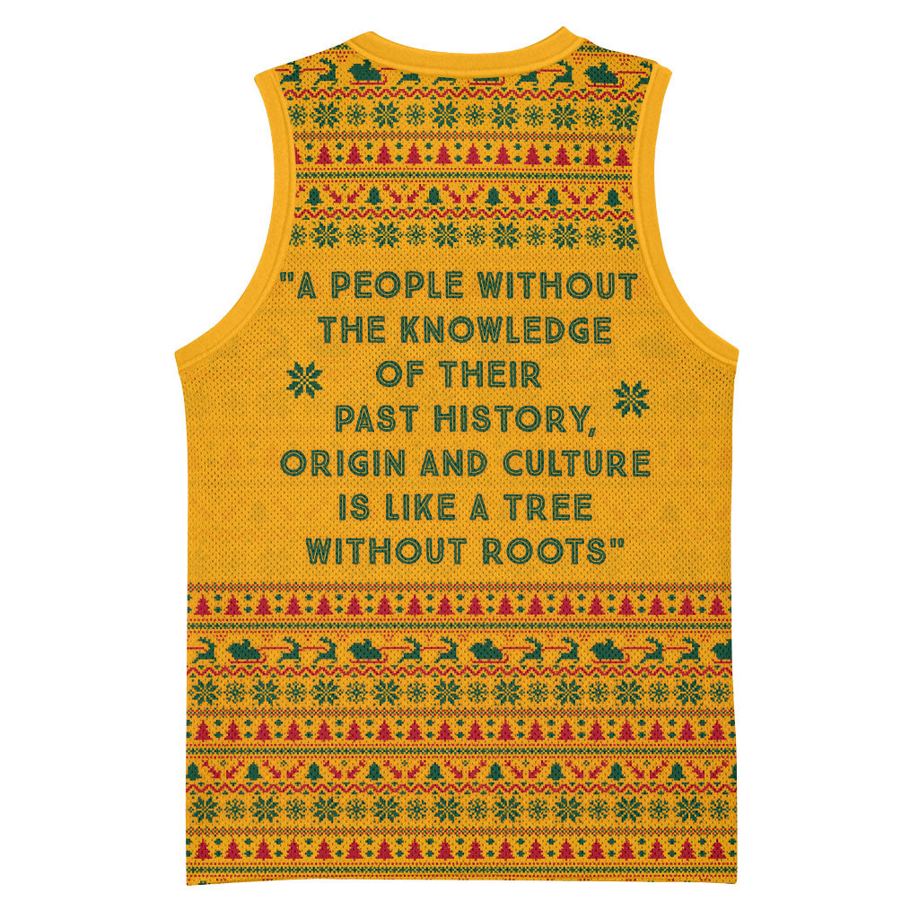 Marcus Garvey Christmas Basketball Jersey Inspirational History Quote Ugly Knitted Pattern Festive