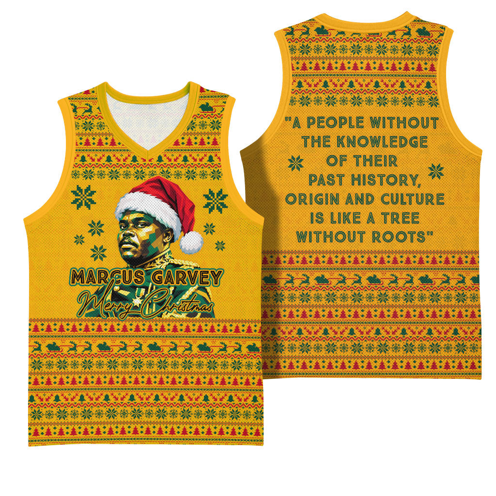 Marcus Garvey Christmas Basketball Jersey Inspirational History Quote Ugly Knitted Pattern Festive