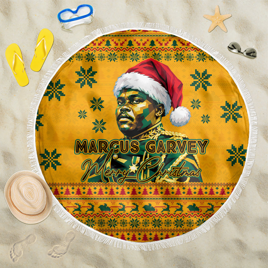 Marcus Garvey Christmas Beach Blanket Inspirational History Quote Ugly Knitted Pattern Festive