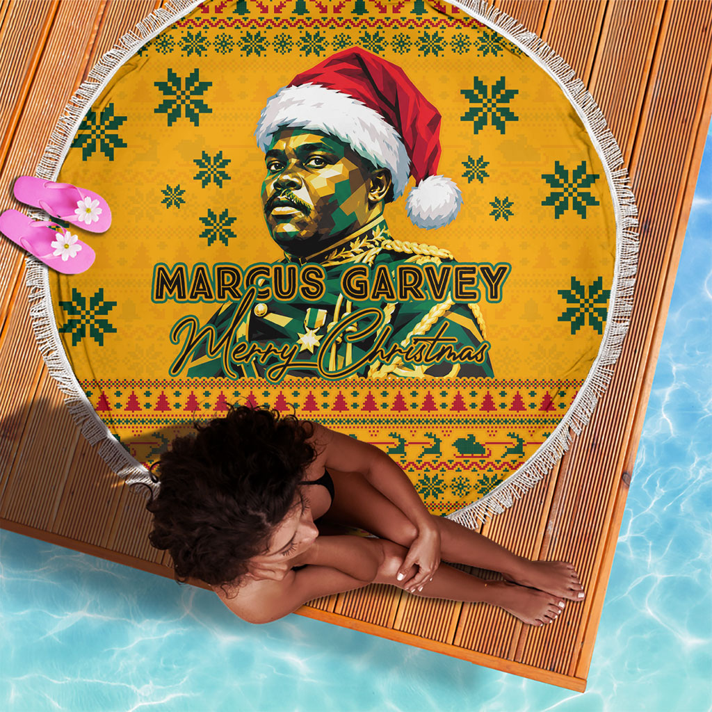 Marcus Garvey Christmas Beach Blanket Inspirational History Quote Ugly Knitted Pattern Festive