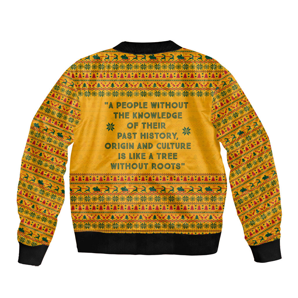 Marcus Garvey Christmas Bomber Jacket Inspirational History Quote Ugly Knitted Pattern Festive