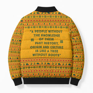 Marcus Garvey Christmas Bomber Puffer Jacket Inspirational History Quote Ugly Knitted Pattern Festive