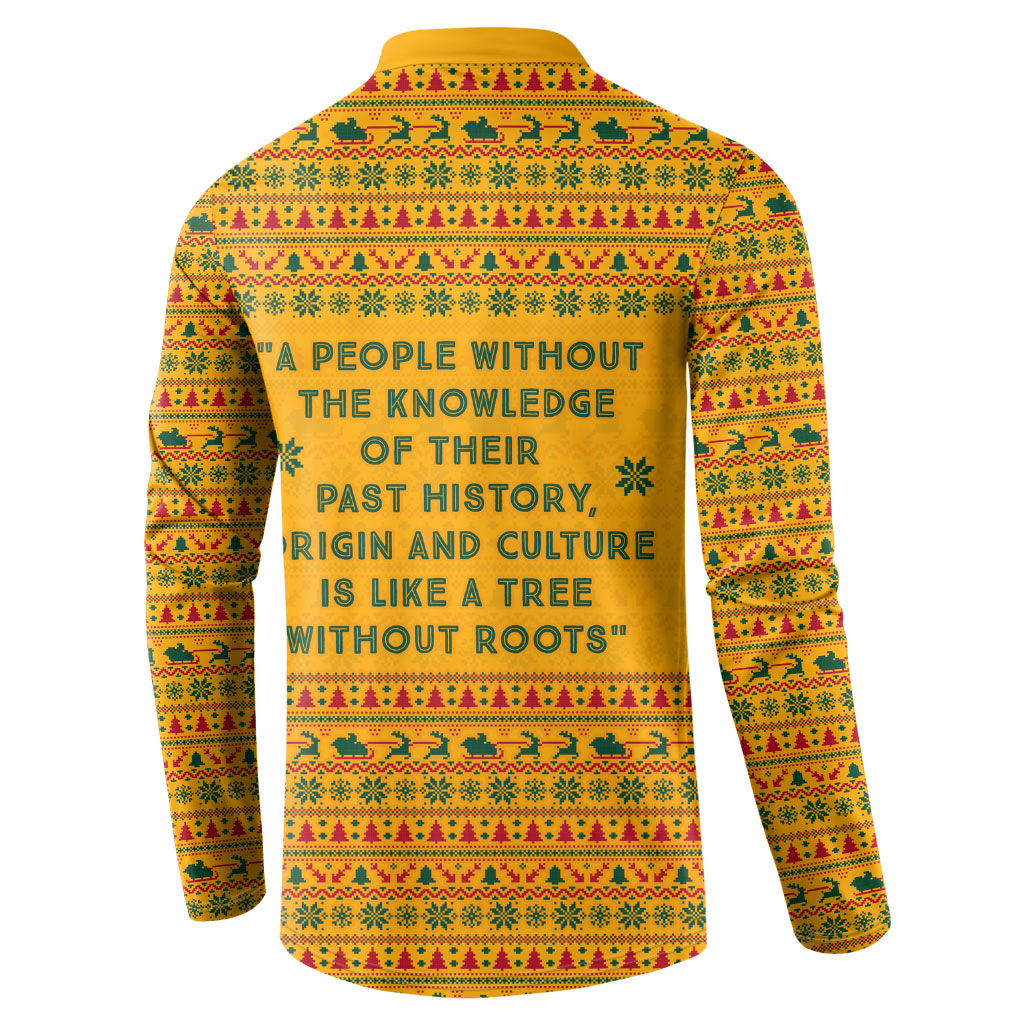 Marcus Garvey Christmas Button Sweatshirt Inspirational History Quote Ugly Knitted Pattern Festive