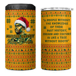 Marcus Garvey Christmas 4 in 1 Can Cooler Tumbler Inspirational History Quote Ugly Knitted Pattern Festive