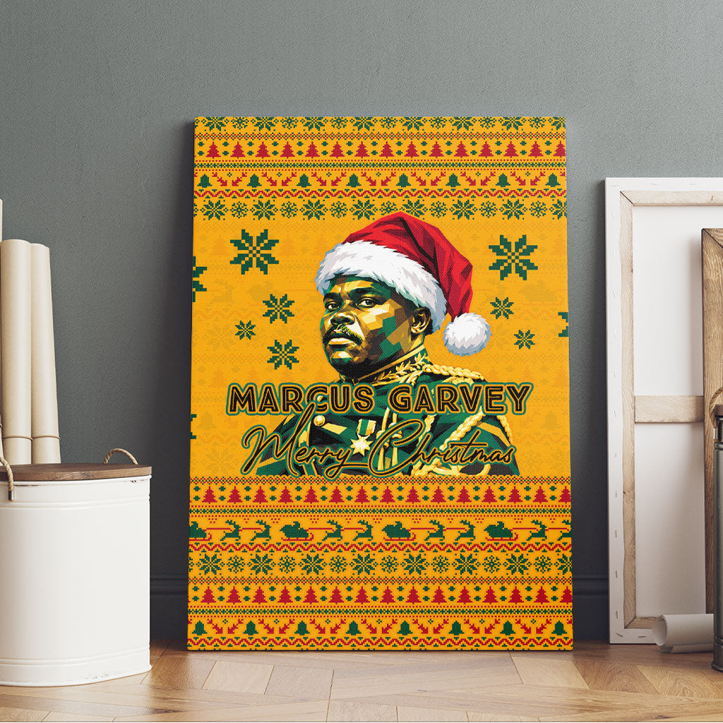 Marcus Garvey Christmas Canvas Wall Art Inspirational History Quote Ugly Knitted Pattern Festive