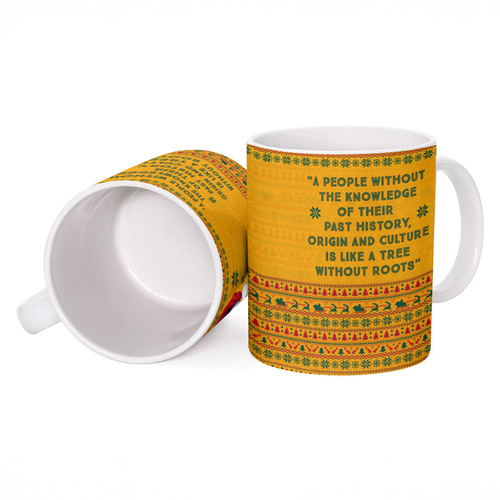 Marcus Garvey Christmas Ceramic Mug Inspirational History Quote Ugly Knitted Pattern Festive