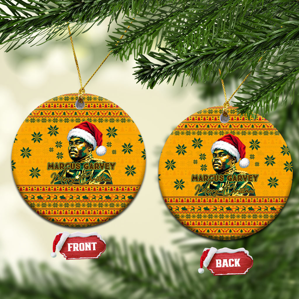 Marcus Garvey Christmas Ceramic Ornament Inspirational History Quote Ugly Knitted Pattern Festive