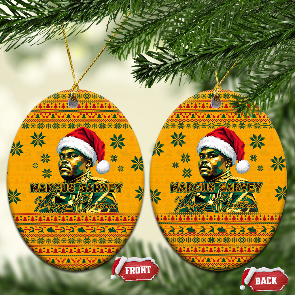 Marcus Garvey Christmas Ceramic Ornament Inspirational History Quote Ugly Knitted Pattern Festive