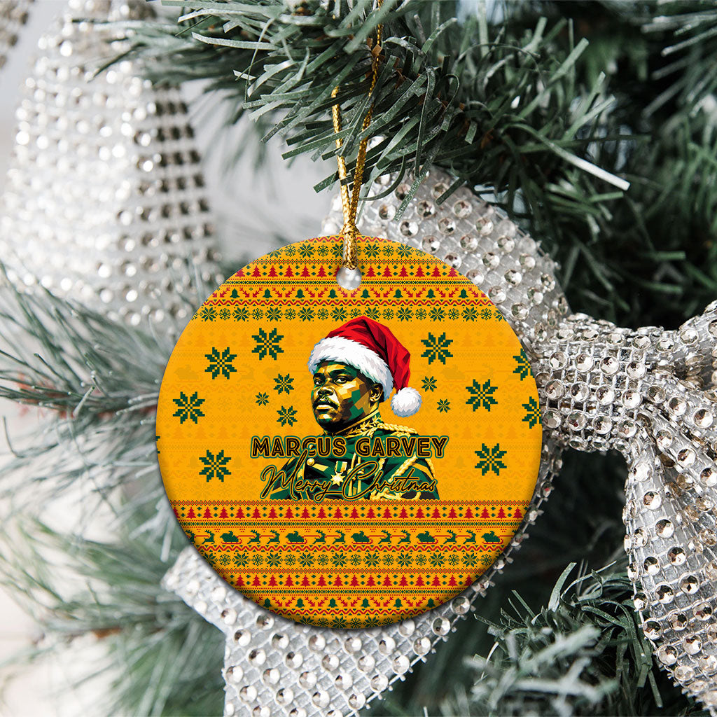 Marcus Garvey Christmas Ceramic Ornament Inspirational History Quote Ugly Knitted Pattern Festive