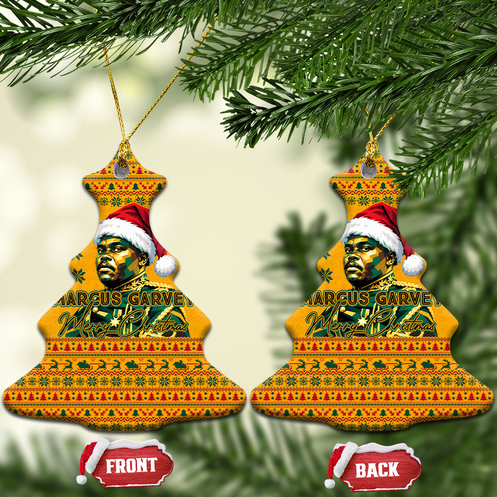 Marcus Garvey Christmas Ceramic Ornament Inspirational History Quote Ugly Knitted Pattern Festive