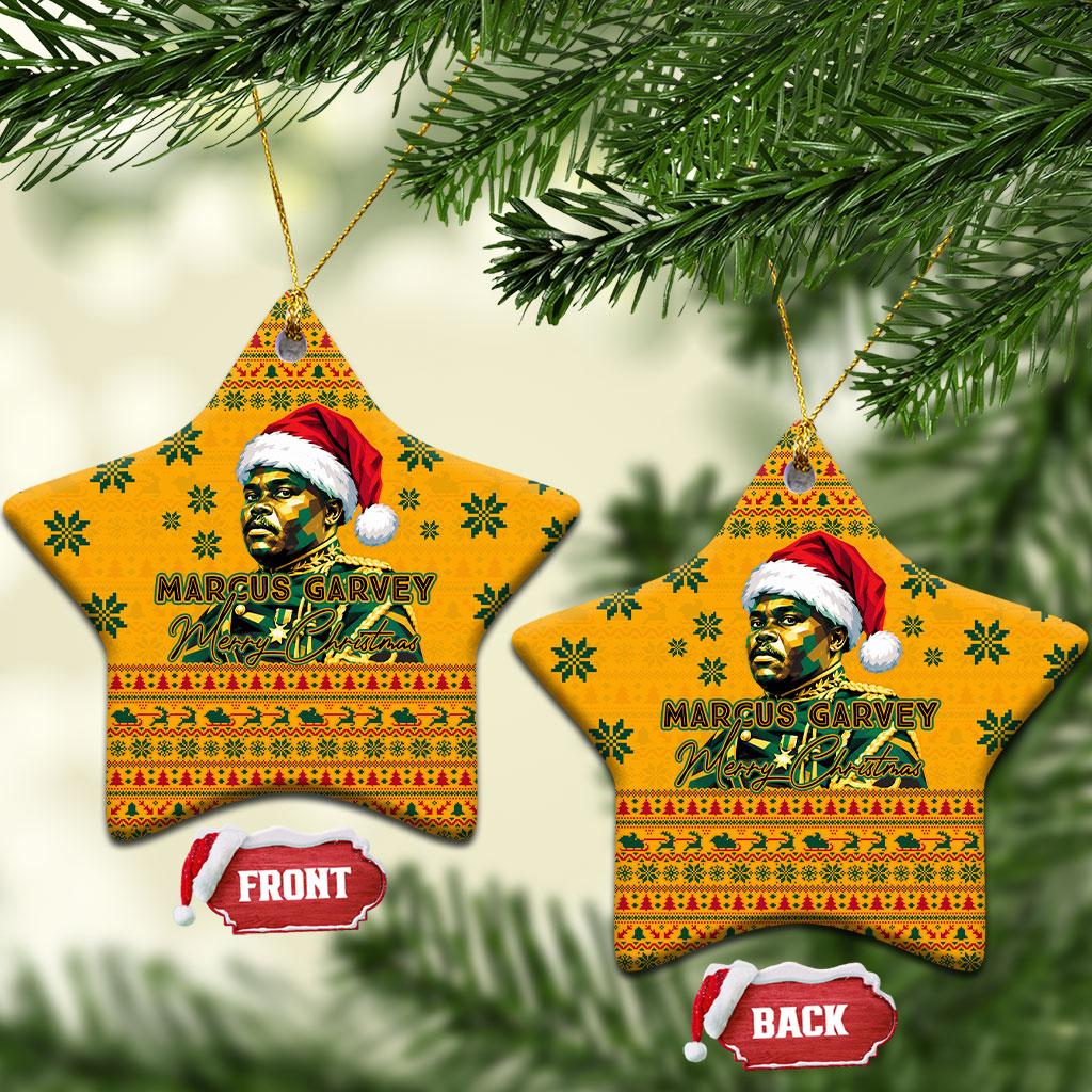 Marcus Garvey Christmas Ceramic Ornament Inspirational History Quote Ugly Knitted Pattern Festive