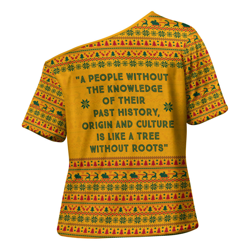 Marcus Garvey Christmas Cross Shoulder Shirt Inspirational History Quote Ugly Knitted Pattern Festive