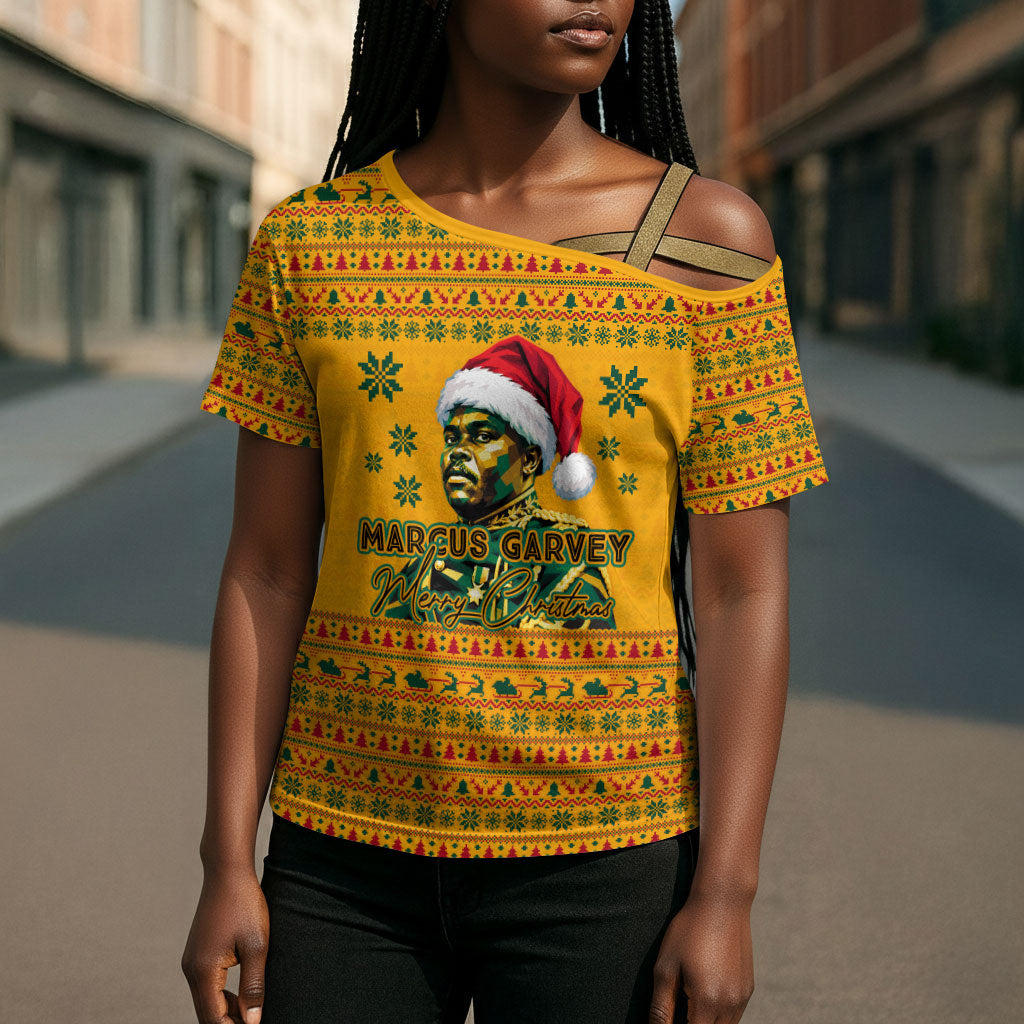 Marcus Garvey Christmas Cross Shoulder Shirt Inspirational History Quote Ugly Knitted Pattern Festive