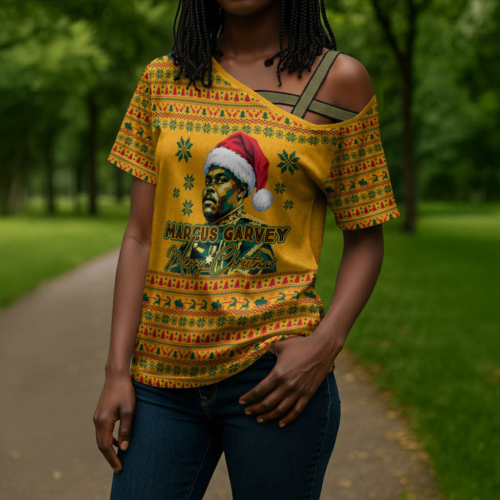 Marcus Garvey Christmas Cross Shoulder Shirt Inspirational History Quote Ugly Knitted Pattern Festive