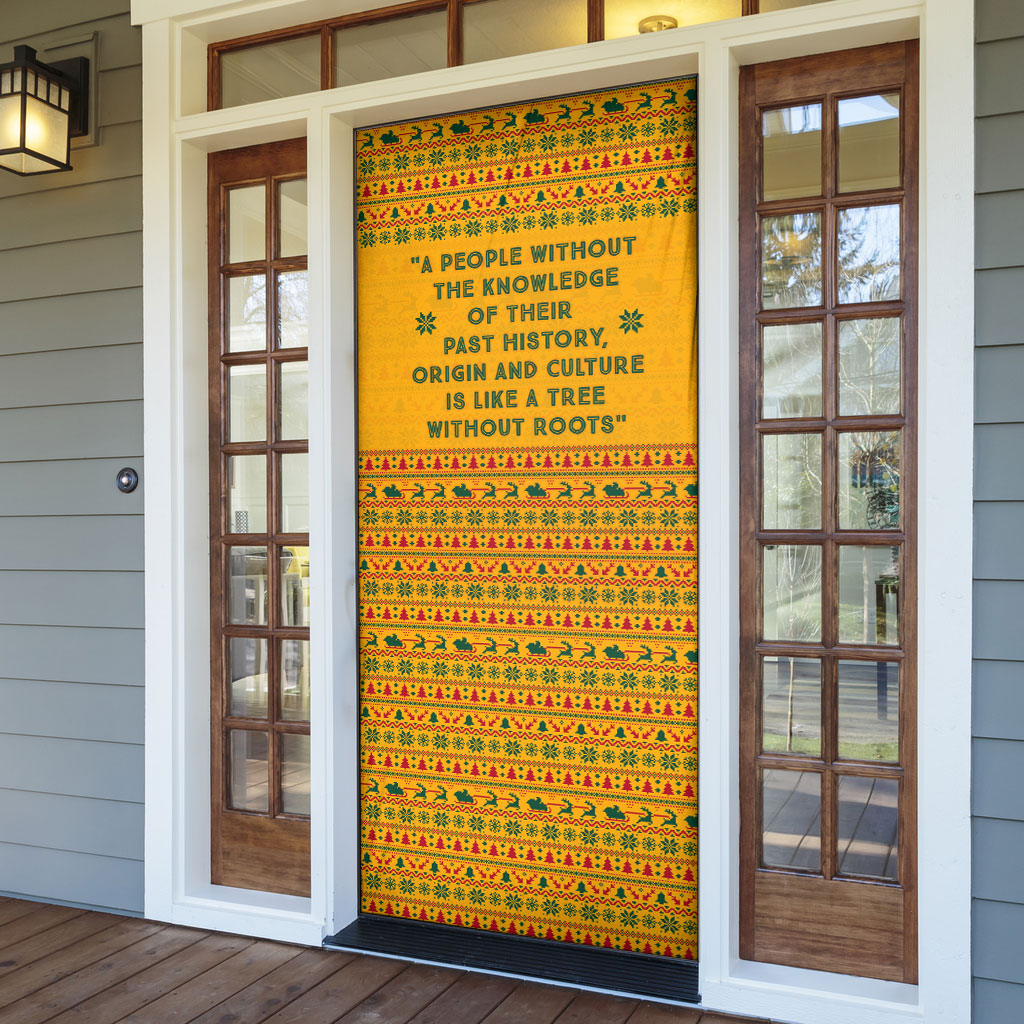 Marcus Garvey Christmas Door Cover Inspirational History Quote Ugly Knitted Pattern Festive