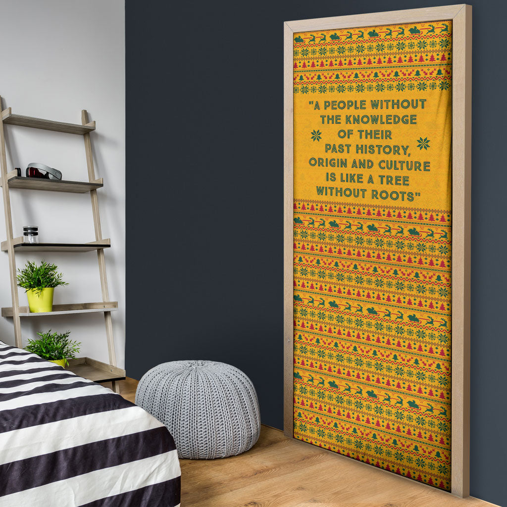 Marcus Garvey Christmas Door Cover Inspirational History Quote Ugly Knitted Pattern Festive
