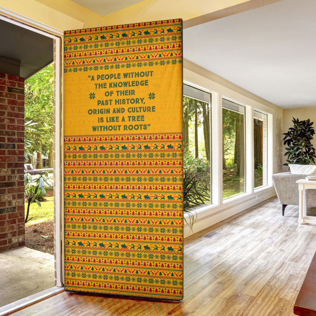 Marcus Garvey Christmas Door Cover Inspirational History Quote Ugly Knitted Pattern Festive
