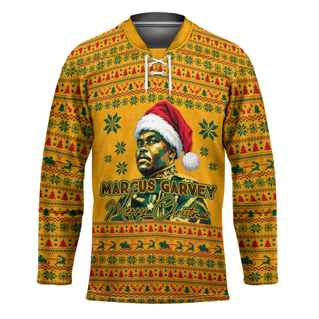 Marcus Garvey Christmas Hockey Jersey Inspirational History Quote Ugly Knitted Pattern Festive
