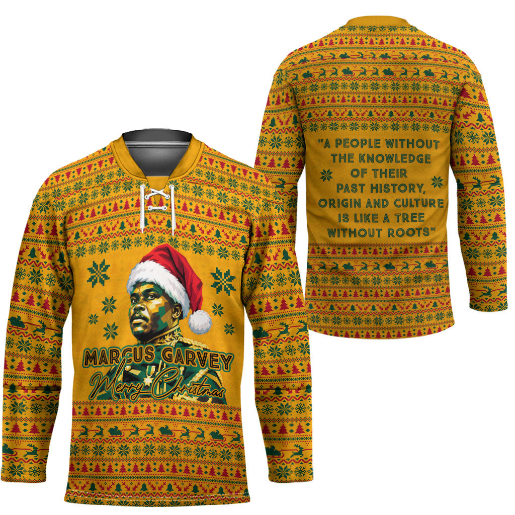 Marcus Garvey Christmas Hockey Jersey Inspirational History Quote Ugly Knitted Pattern Festive