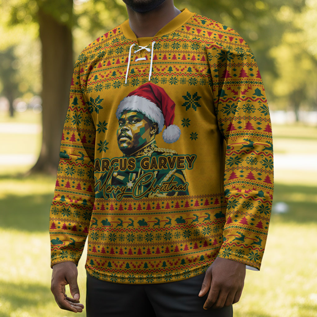 Marcus Garvey Christmas Hockey Jersey Inspirational History Quote Ugly Knitted Pattern Festive