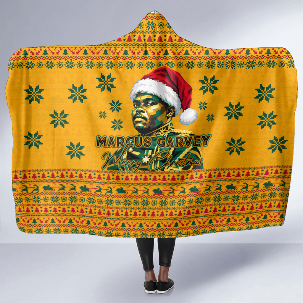 Marcus Garvey Christmas Hooded Blanket Inspirational History Quote Ugly Knitted Pattern Festive