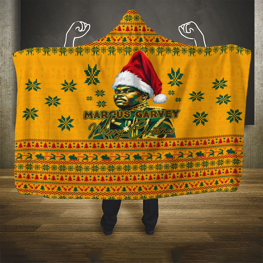 Marcus Garvey Christmas Hooded Blanket Inspirational History Quote Ugly Knitted Pattern Festive