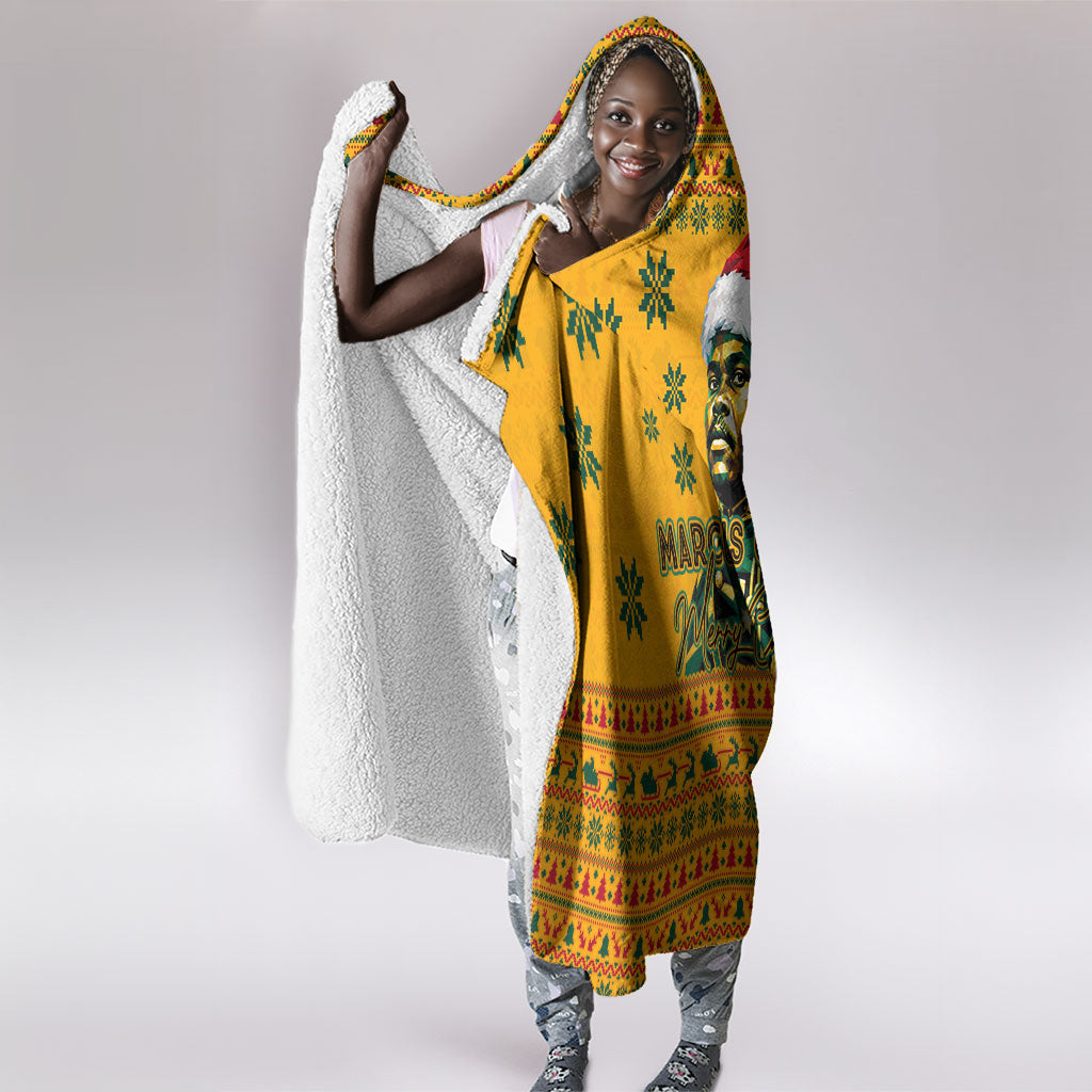 Marcus Garvey Christmas Hooded Blanket Inspirational History Quote Ugly Knitted Pattern Festive