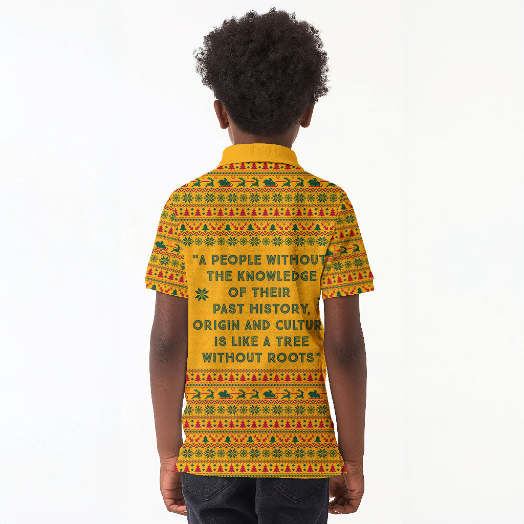 Marcus Garvey Christmas Kid Polo Shirt Inspirational History Quote Ugly Knitted Pattern Festive