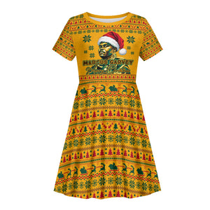 Marcus Garvey Christmas Kid Short Sleeve Dress Inspirational History Quote Ugly Knitted Pattern Festive