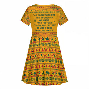 Marcus Garvey Christmas Kid Short Sleeve Dress Inspirational History Quote Ugly Knitted Pattern Festive
