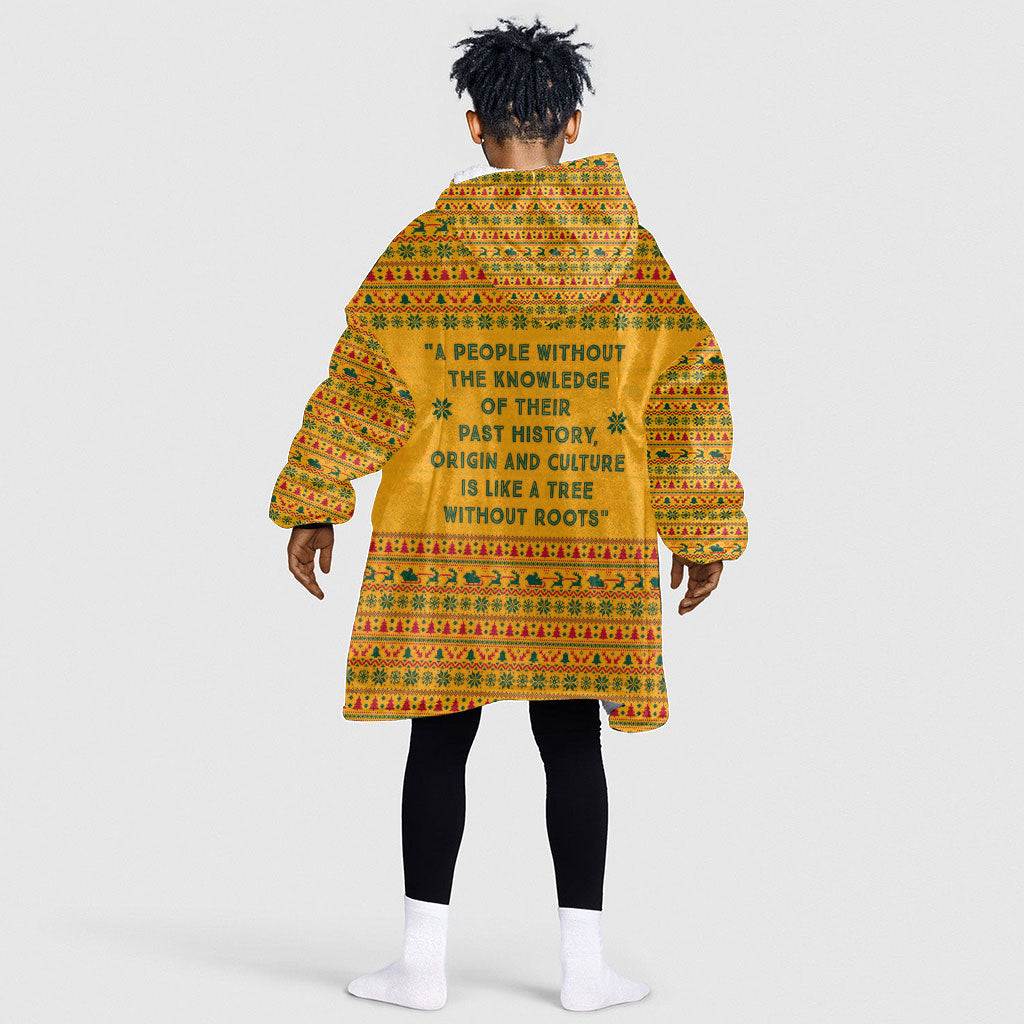 Marcus Garvey Christmas Kid Wearable Blanket Hoodie Inspirational History Quote Ugly Knitted Pattern Festive