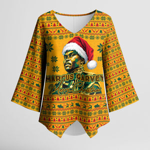 Marcus Garvey Christmas Kimono Sleeve Blouse Inspirational History Quote Ugly Knitted Pattern Festive