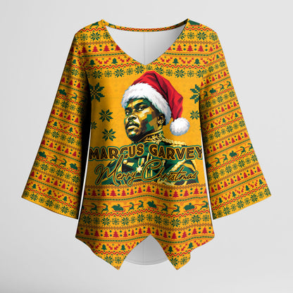 Marcus Garvey Christmas Kimono Sleeve Blouse Inspirational History Quote Ugly Knitted Pattern Festive