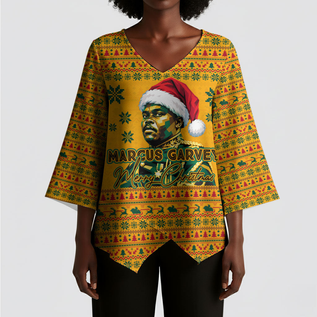 Marcus Garvey Christmas Kimono Sleeve Blouse Inspirational History Quote Ugly Knitted Pattern Festive