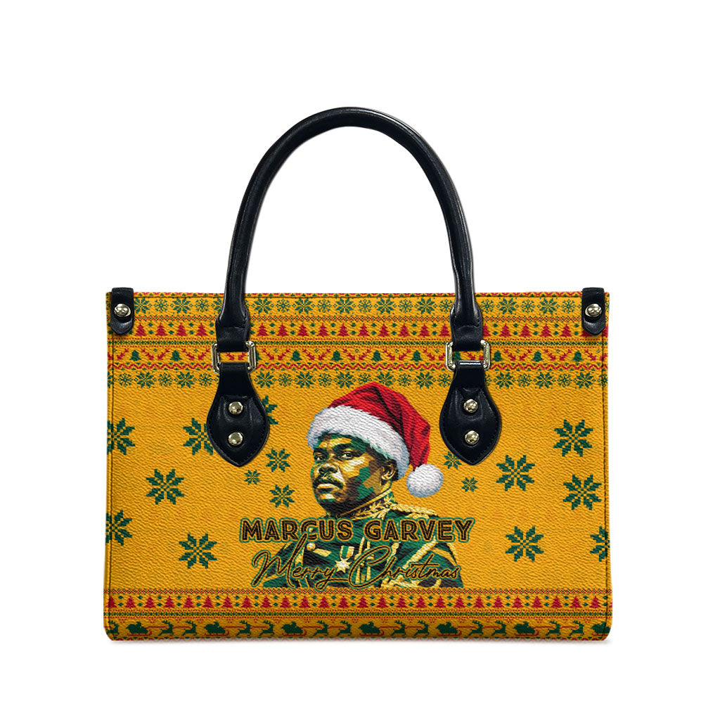 Marcus Garvey Christmas Leather Bag Inspirational History Quote Ugly Knitted Pattern Festive